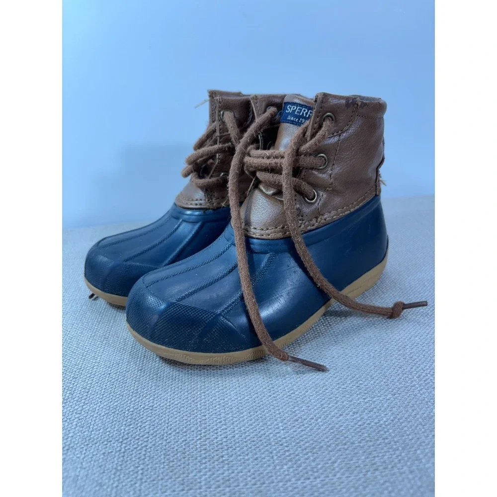 Sperry Toddler Duck Boots Unisex Saltwater Kids Blue/Tan Size 9M